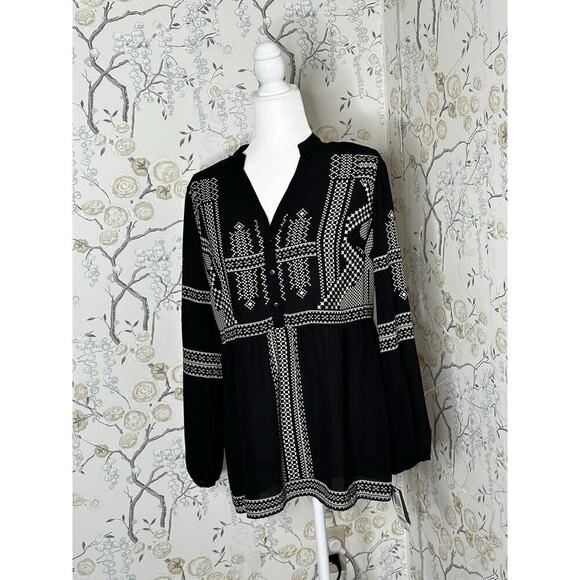 NWT Alfani Women's Too‎ Aztec Pattern Black And Beige Sheer SZ 4 - Picture 1 of 4
